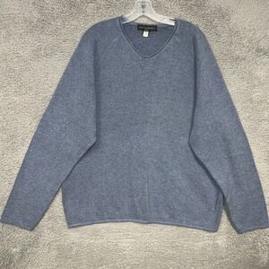 VTG Banana Republic Sweater Men's Size XL Blue V Neck 100% Cotton Pullover